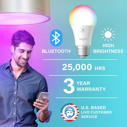 Sengled Light Bulb, S1 Auto Pairing with Alexa Devices, Color Changing , Smart Light that Work with , Bluetooth Mesh Smart Home Lighting, E26 60W Equivalent, 800LM, 4 Count (Pack of 1)