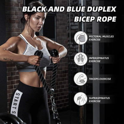 tchrules Universal Tricep Rope Pull Down - 28 Inch Heavy Rope Length, Easy to Grip & Non Slip Cable Attachment, Suitable for Professional Gyms (Black)