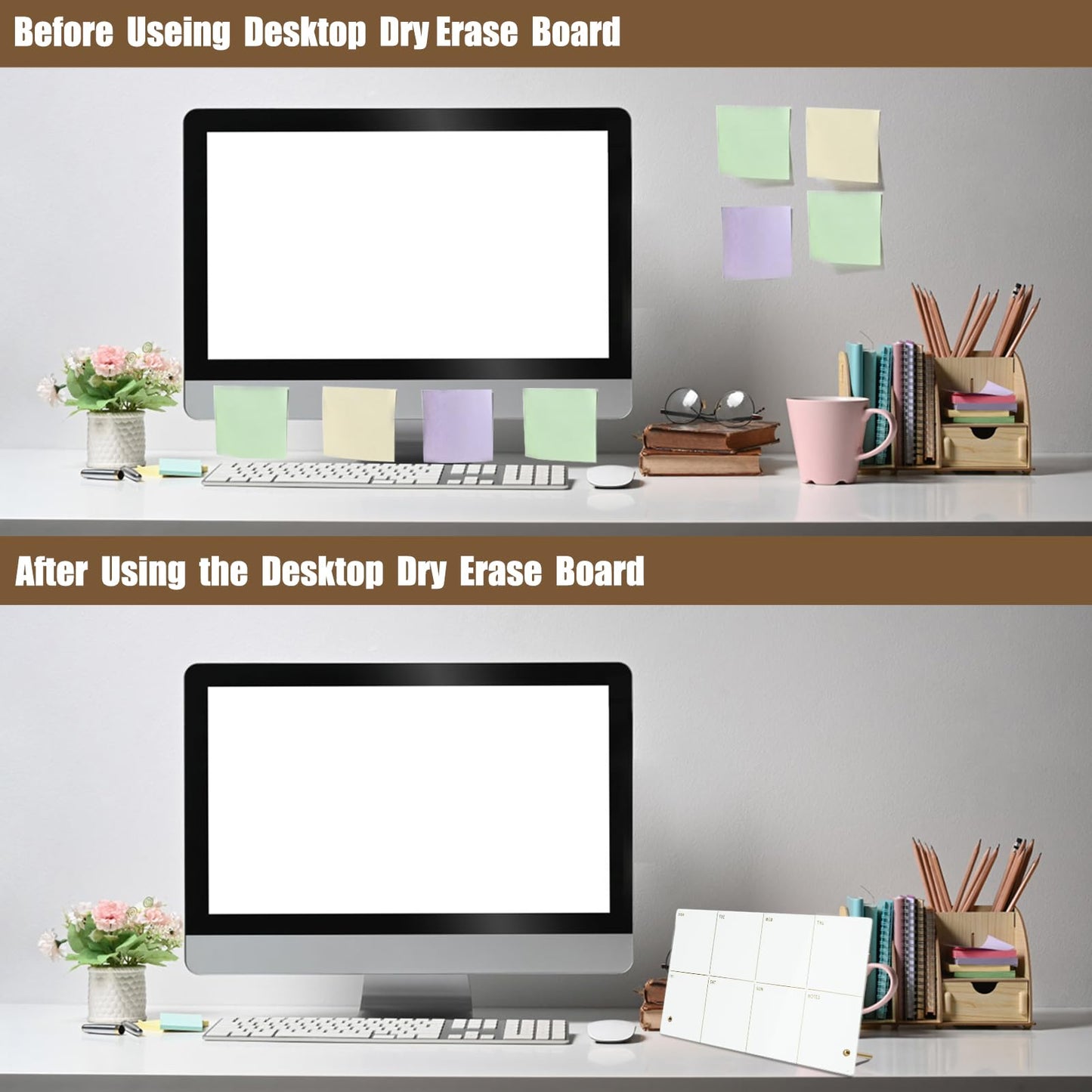 Marribol Weekly Planner Dry Erase Board for Desk,Acrylic Desktop Weekly Planner Whiteboard with Stand,12"X6"-Small, Dry Erase Weekly to Do List White Board for Home Office School-ZMZL-W-1530