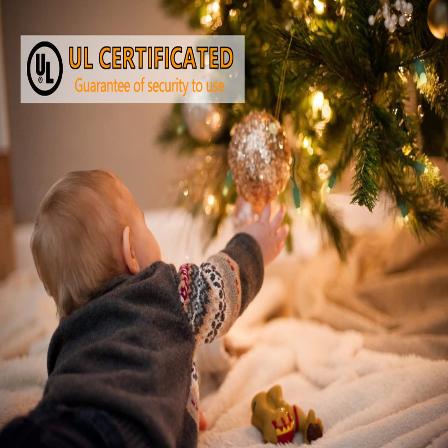Wominoy 25ft 50 Counts Warm White LED Christmas Lights - Commercial Grade Outdoor Waterproof, Green Wire, Xmas Tree Lights, IP:65, UL