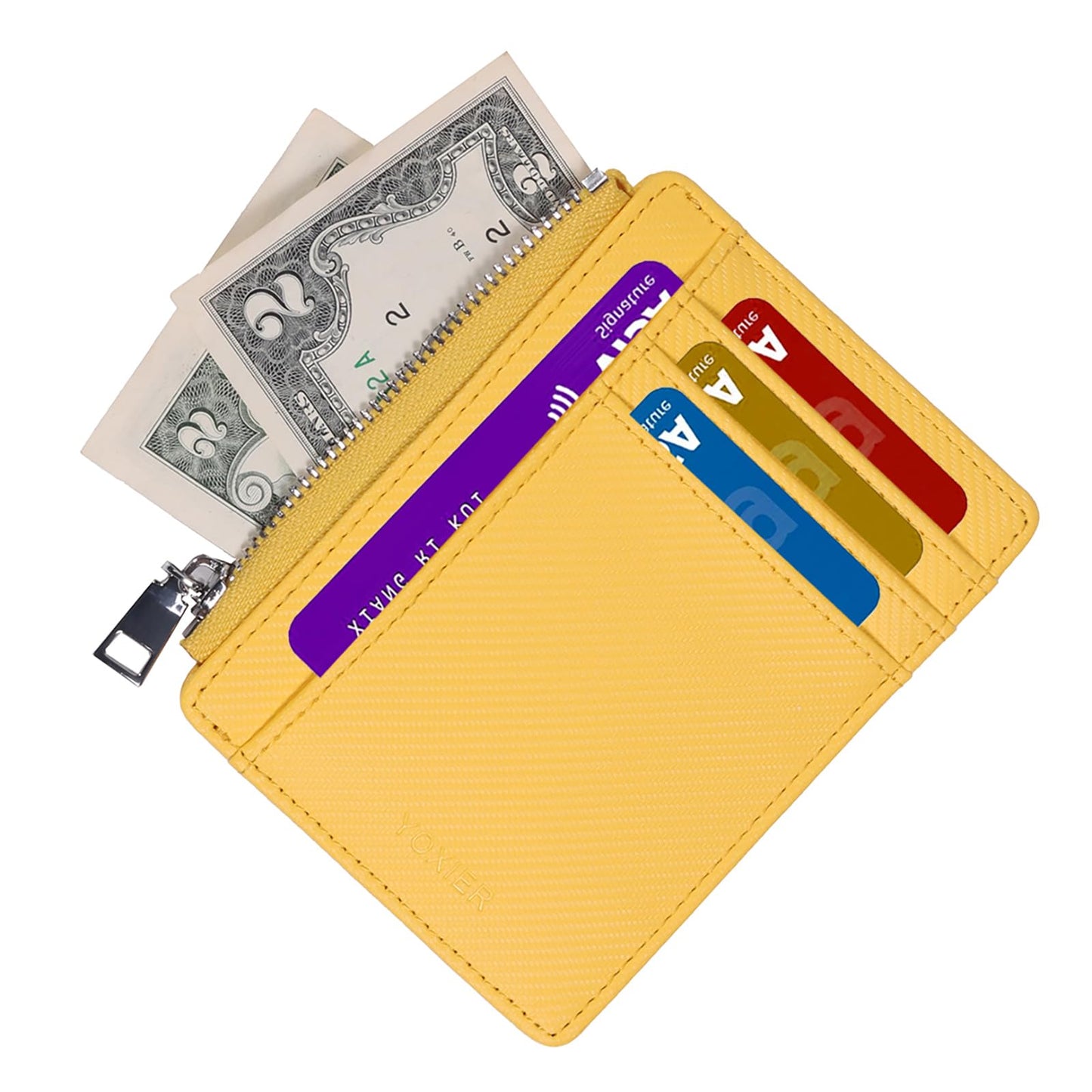 YOXIER Slim Minimalist Wallet, Front Pocket Wallets, RFID Blocking, Credit Card Holder for Men & Women (yellow)
