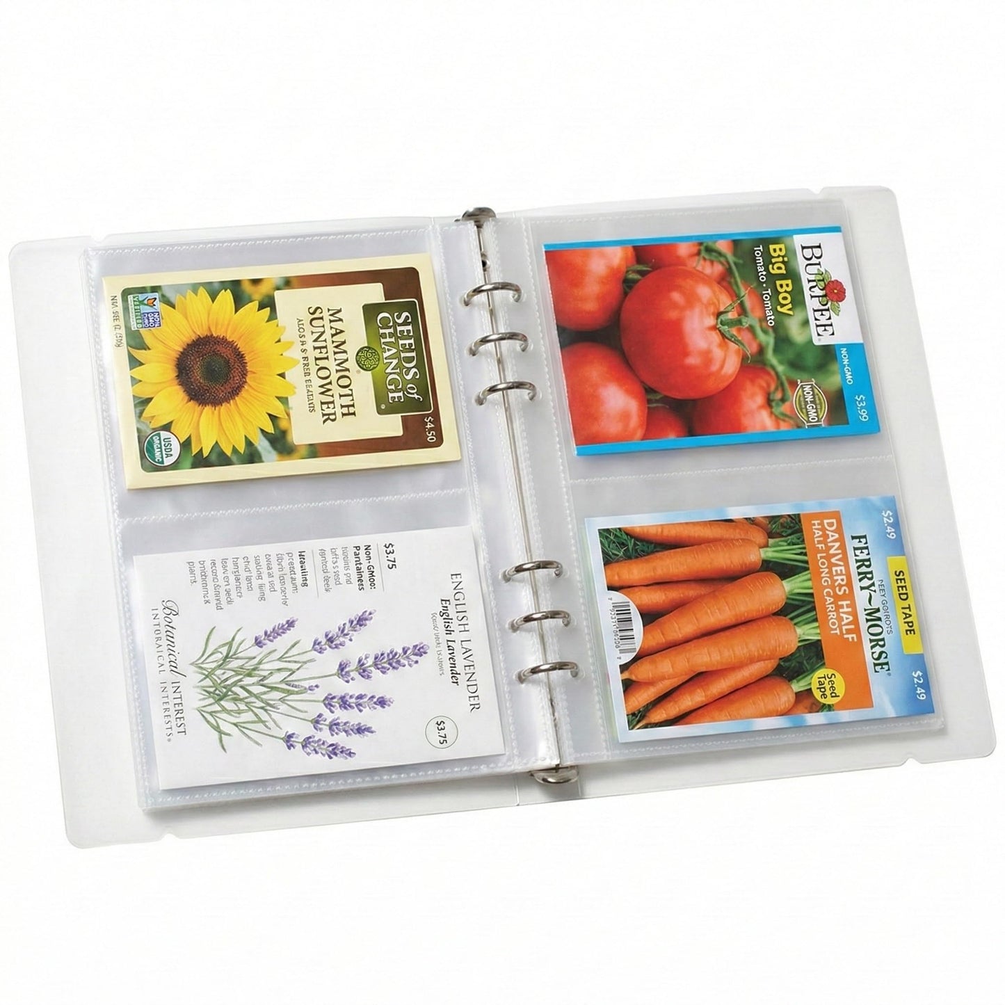 Jovialix Seed Organizer Binder with Side Loading Sleeves, Clear Storage Book Holder and Plant Packet Keeper for Saving Your Garden Catalog, 180 Pockets, 3.8 x 5 Inches