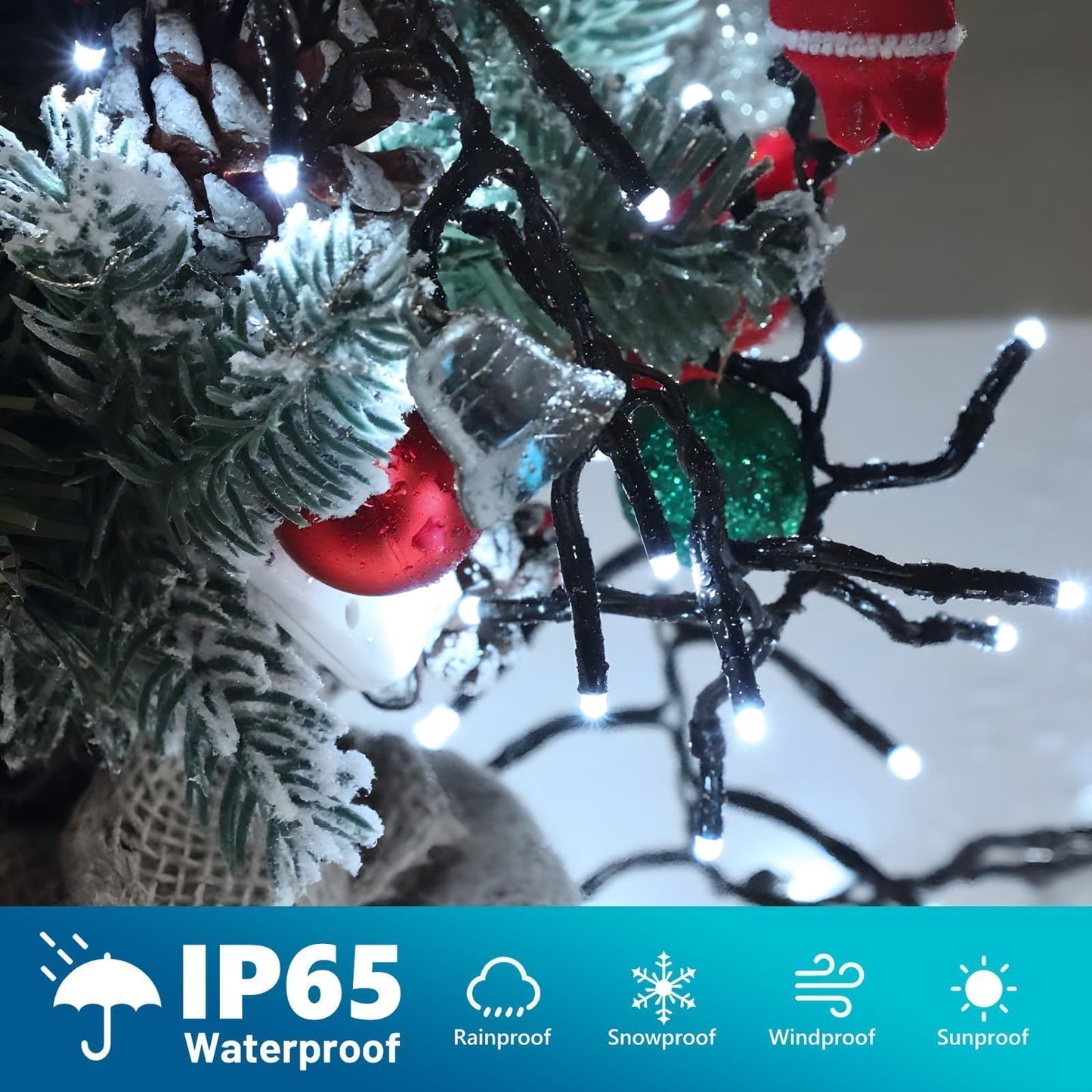 1200 LED 59FT Christmas Cluster Lights, Cool White Christmas Tree Lights Outdoor, Firecrackers String Light with 12 Modes Timer Remote, Waterproof Plug in Twinkle Fairy Light for Xmas Tree Garland