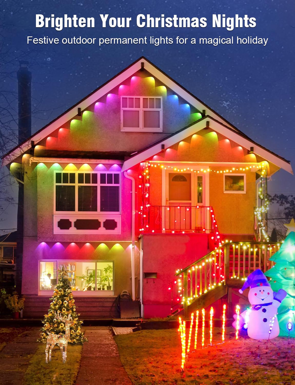 MGYIF Permanent Outdoor Lights 150FT RGBIC LED Smart LED Lights, App/Remote Control IP68 Waterproof for Holiday Decor, 50 Scene Modes, DIY Lights Lighting Timing for Christmas Halloween Party M2