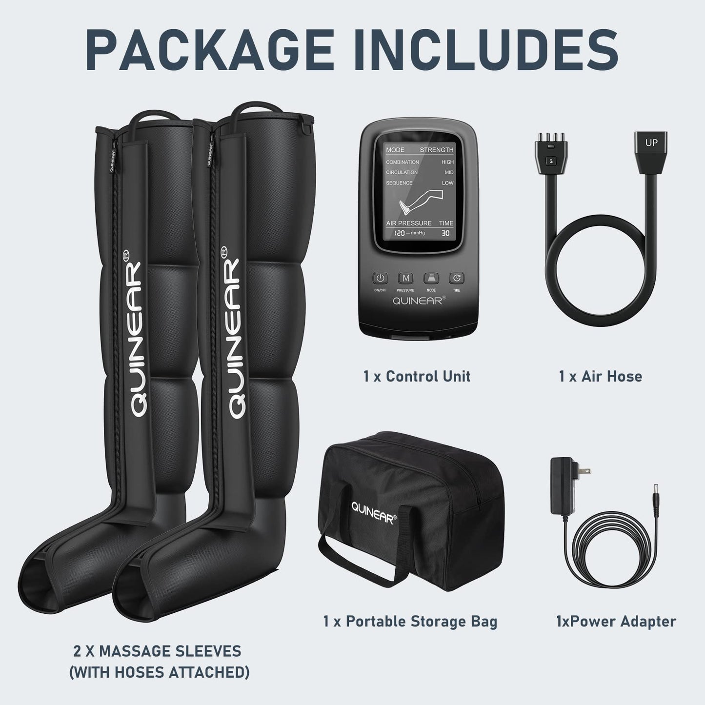 QUINEAR Air Compression Recovery System, Professional Sequential Device for Massage Therapy, Foot and Leg Recovery Boots to Improve Circulation for Athletes, FSA-HSA Eligible (Large)