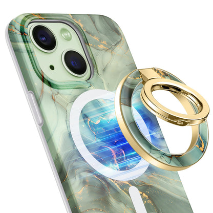 GVIEWIN Magnetic Phone Ring Holder, Compatible with MagSafe Phone Grip with Adjustable Stand, Magnet Phone Ring Kickstand for iPhone 17/16/15/14/13/12 Pro Max Plus Air/Other Phones (Glitter/Silver)