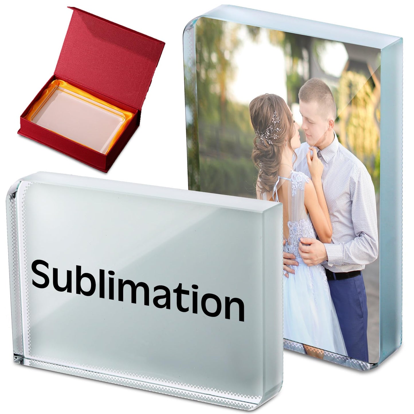 Didaey 2 Pcs Sublimation Blanks Crystal Picture Frame Crystal Tabletop Decor Decorative Plaques Custom DIY Photo Frame for Christmas Wedding Memorial DIY Gift(Rectangle)