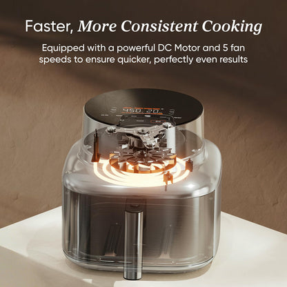 Cosori Iconic Stainless Steel 6.5 Qt Smart Air Fryer, PFAS-Free Ceramic Coating, Max 450°F, Consistent Cooking, Air Fry, Roast, Bake, Dry, Proof, Reheat, Dishwasher-Safe Basket, Chef-Crafted Recipes