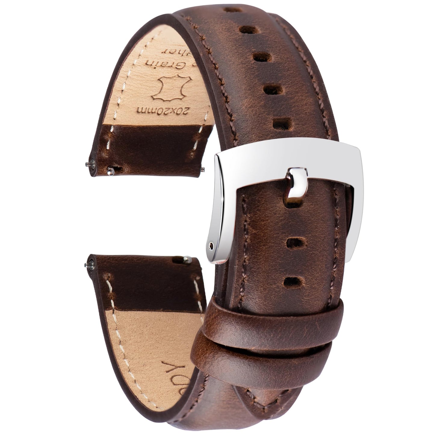 OTTOODY Leather Watch Bands Quick Release, Elegant Top Grain Leather Watch Straps for Men & Women, Choice of Color & Width - 18mm, 19mm, 20mm, 21mm or 22mm Wristbands Bracelet for Watch & Smartwatch