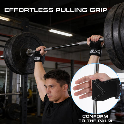 ElevateTech Weight Lifting Wrist Strap, 1 Pair Double Layer Leather Wrist Wraps for Gym Strength Training Weightlifting Deadlift Powerlifting Neoprene Padded Workout Gym Straps for Men Women