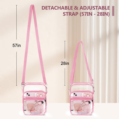 Blvornl Clear Crossbody Bag with Adjustable Shoulder Strap, Stadium Approved PVC Purse Bag, Messenger Bag