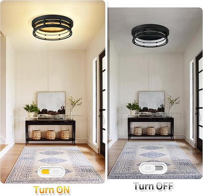 LED 13 inch Flush Mount Ceiling Light Fixture,Black Hallway Light Fixtures Ceiling,Light Fixtures Ceiling Mount for Farmhouse,Kitchen,Hall (1 Pack