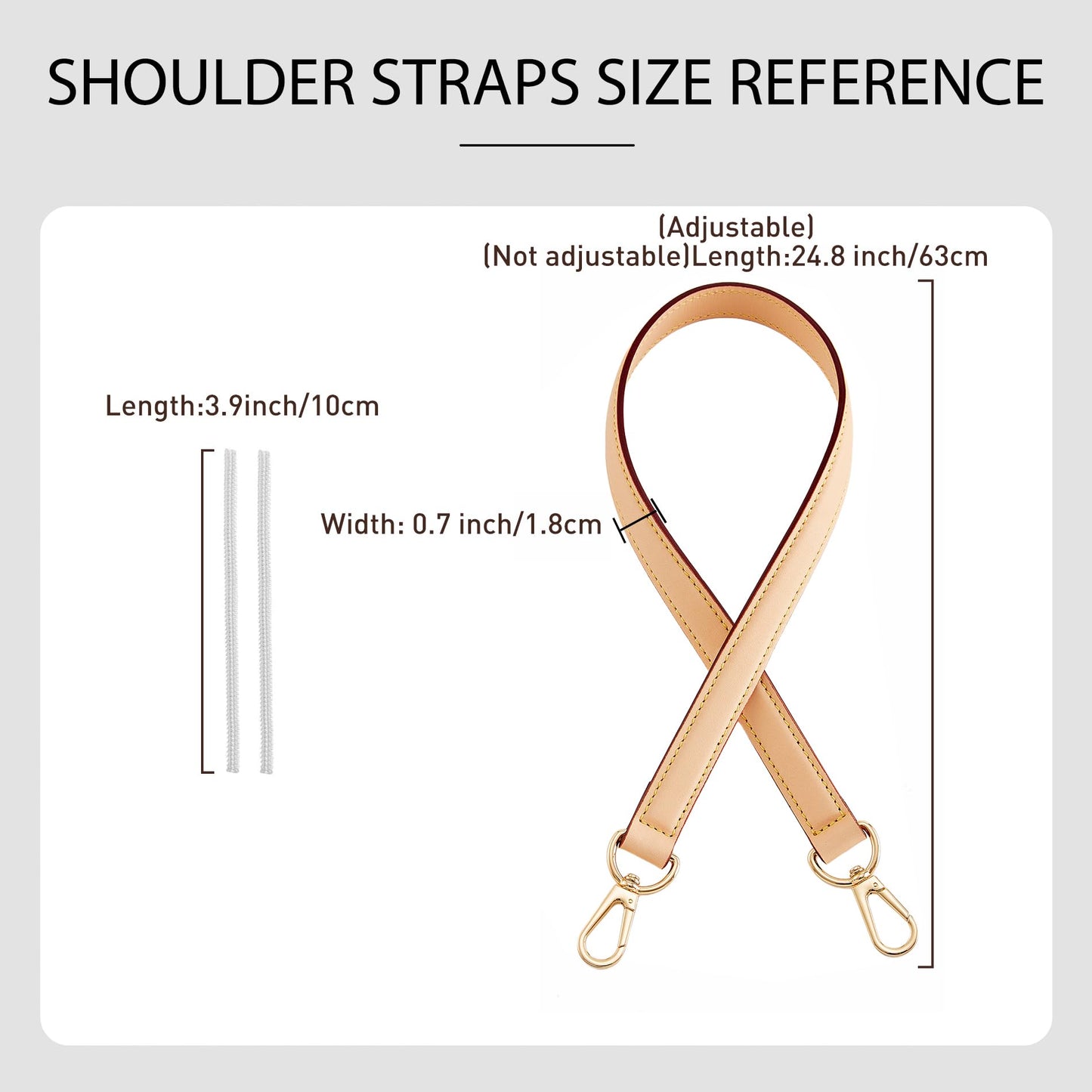 OAikor Genuine Vachetta Leather Shoulder Strap Short Purse Strap Replacement for Lv Graceful Speedy Alma and Dauphine Tote Handbags,Not Adjustable 24.8" Long/0.7''Width, Beige