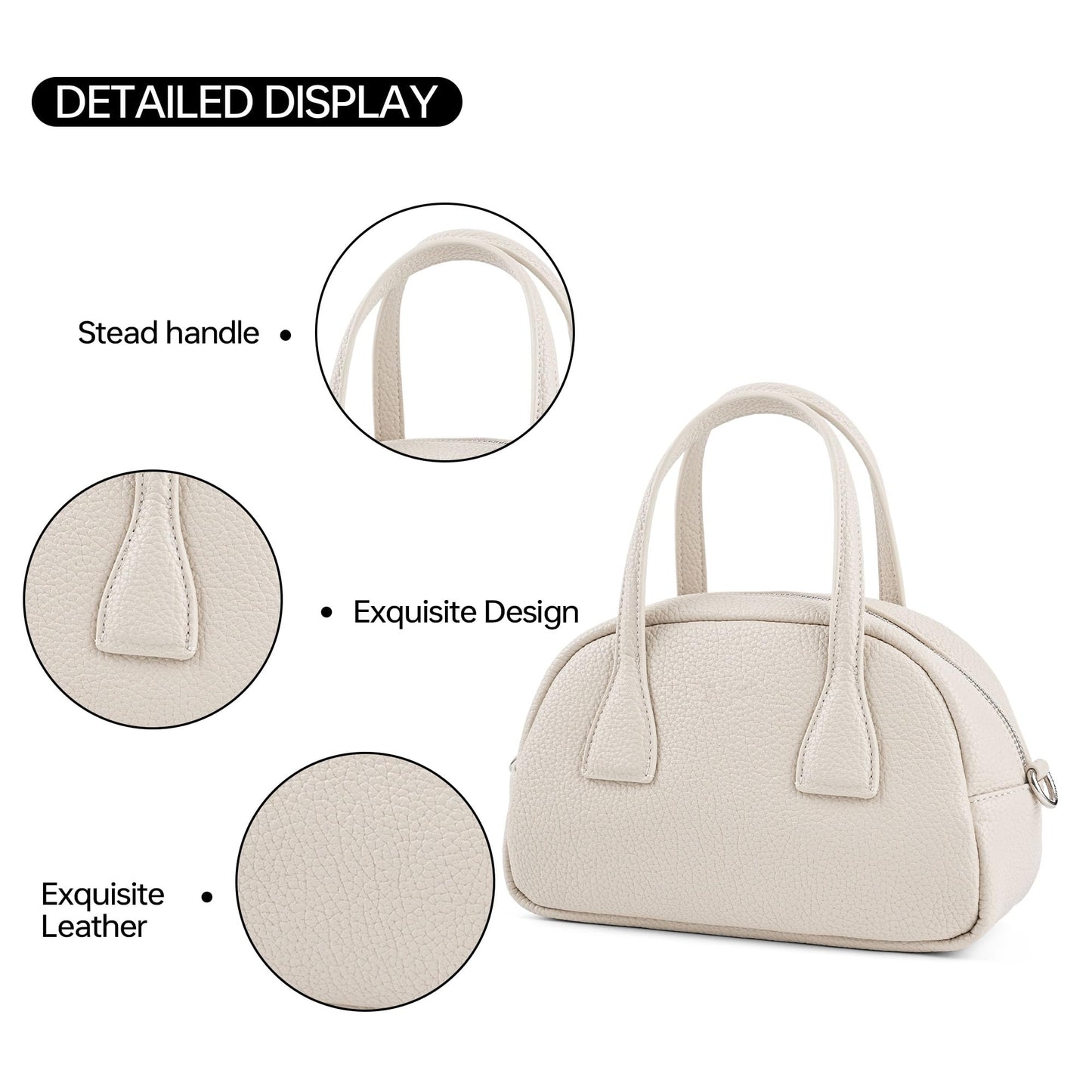 Goinsound Mini Dome Top Handle Bag for Women, Pebbled Vegan Leather Crossbody Purse with Adjustable Strap, Trendy Small Handbag