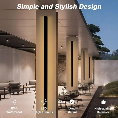 Outdoor Wall Lights, 2 Pack 79 Inch Black LED Exterior Light Fixtures Wall Mount, Modern Outdoor Lights Exterior Sconce 3000K Long Strip Wall Lamp Outside Lighting for Garage, House