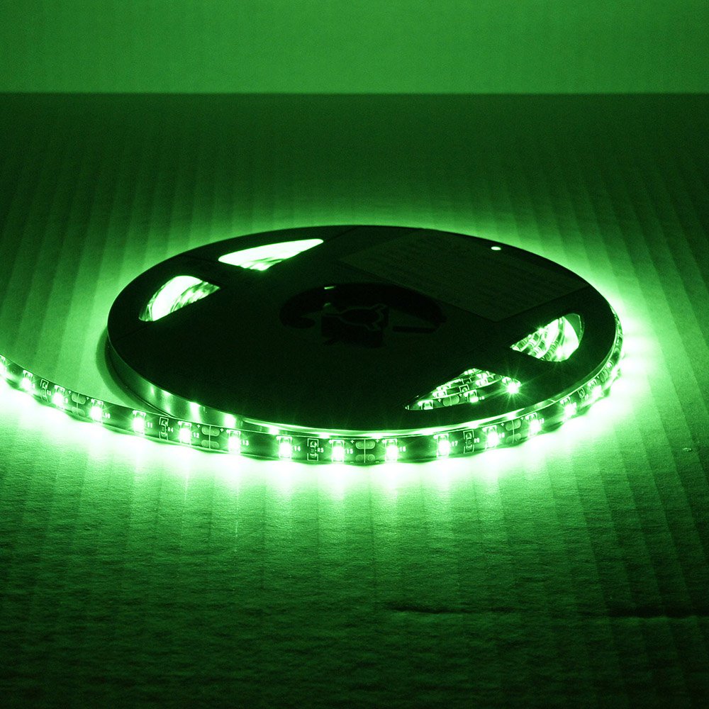 SOCAL-LED LIGHTING 5M 16.4ft Green Flexible LED Strip High Power Bright 300 SMD 5050 with Double Side Tape, IP65 Waterproof, Cuttable, Black PCB