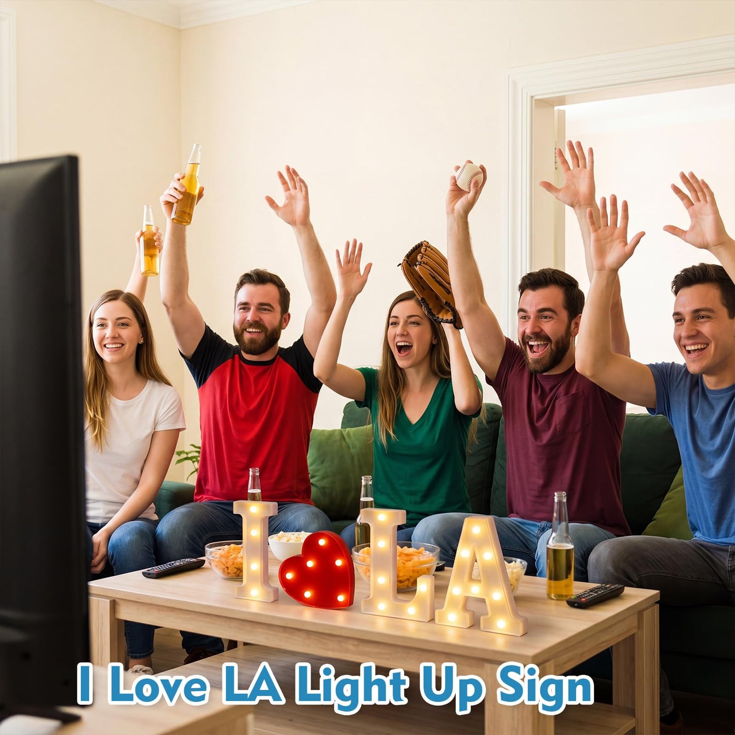 Ganeen Los Angeles Party Decorations I Love La Light up Letters LED Letters Sign for La Baseball Team Decor Los Angeles Theme Party Birthday Home Tabletop Christmas Gift