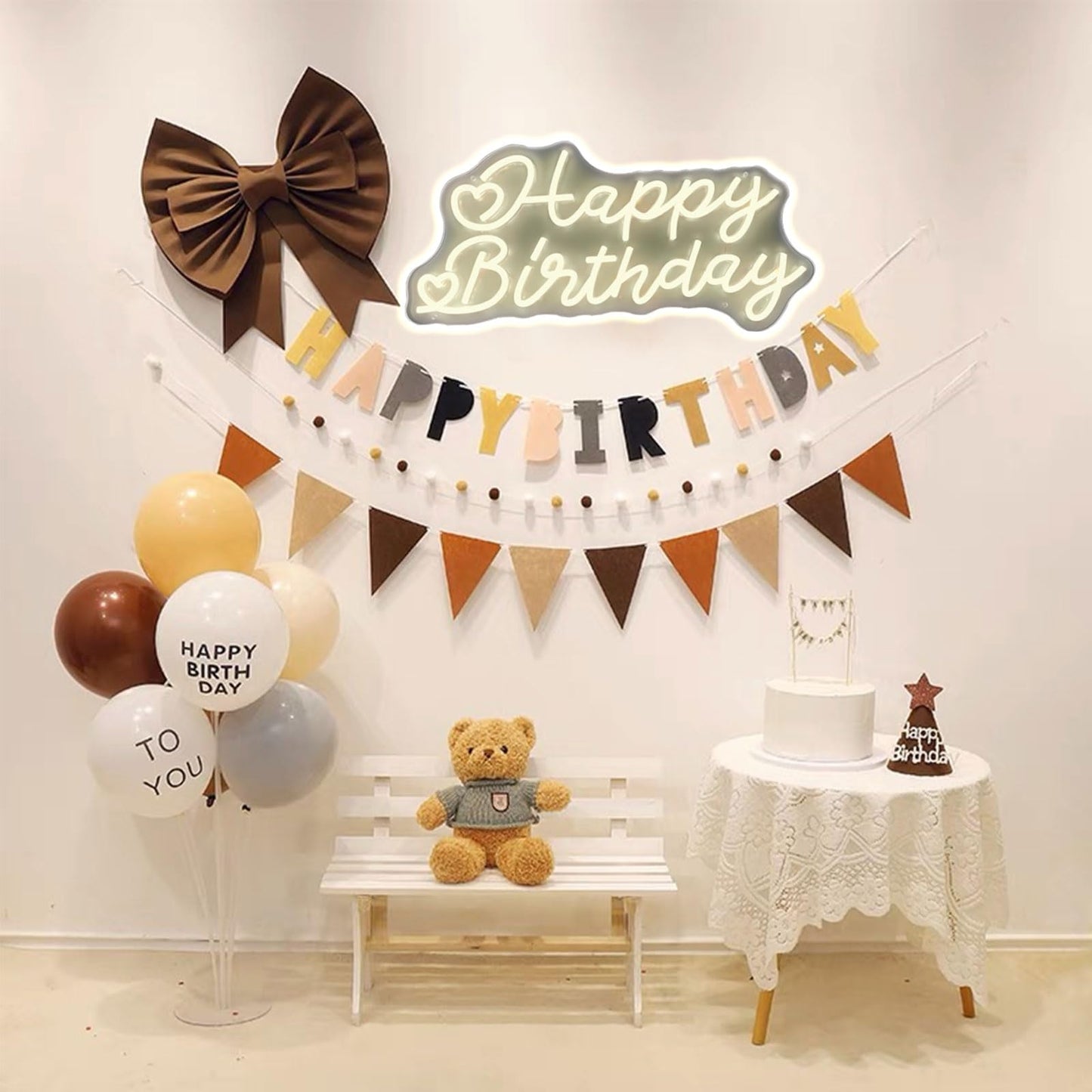 Happy Birthday Neon Sign for Wall Decor ¡Feliz Cumpleaños LED Neon Sign Light up Sign with USB Chain Light modulator, Reusable Art Decorations Larger Bedroom Bar Home 18.9"x9.51" (warm white)