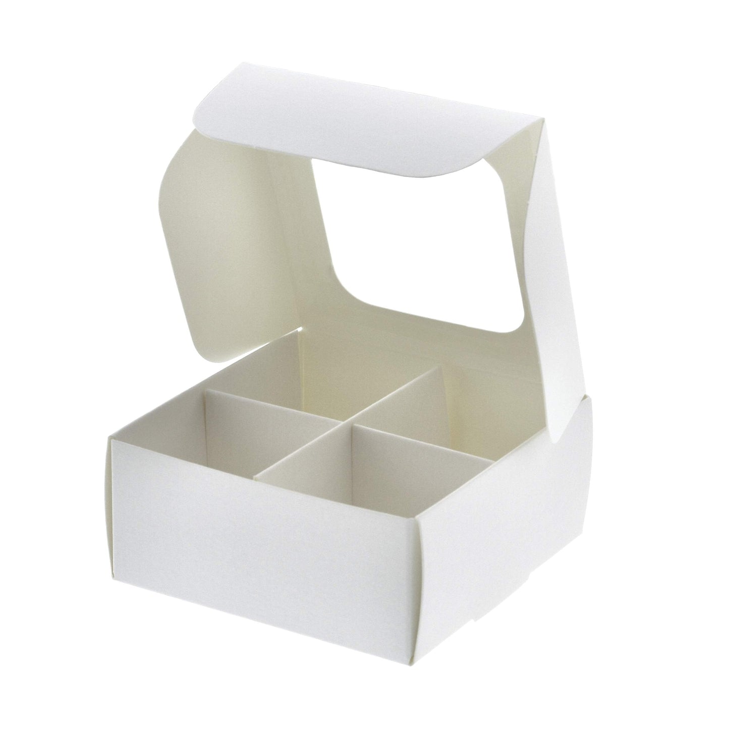 GRETEL BAKING Treat Boxes - 20 ct 3.5 x 3.5 x 1.6 in Bakery Boxes with Windows and Dividers for Candy, Cookies, Cupcakes, or Bakery Desserts - Chocolate, Treats, and Baked Goods Packaging for Gifting