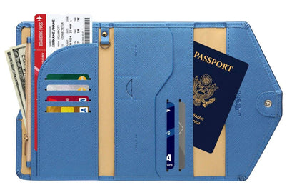 ZOPPEN Passport Holder Women/Men, Multi-purpose Rfid Blocking Travel Passport Wallet (Ver.4) Travel Essentials Tri-fold Document Organizer Holder, (#31 Honolulu Blue)