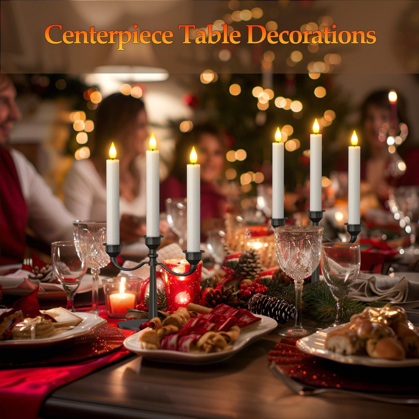PChero 10 Pcs Rechargeable Flameless Taper Candles with Charging Station, 6.7" LED Candles with Remote & Timer, Battery Operated Flickering Tapered Candlesticks for Window Wedding Christmas Home Decor