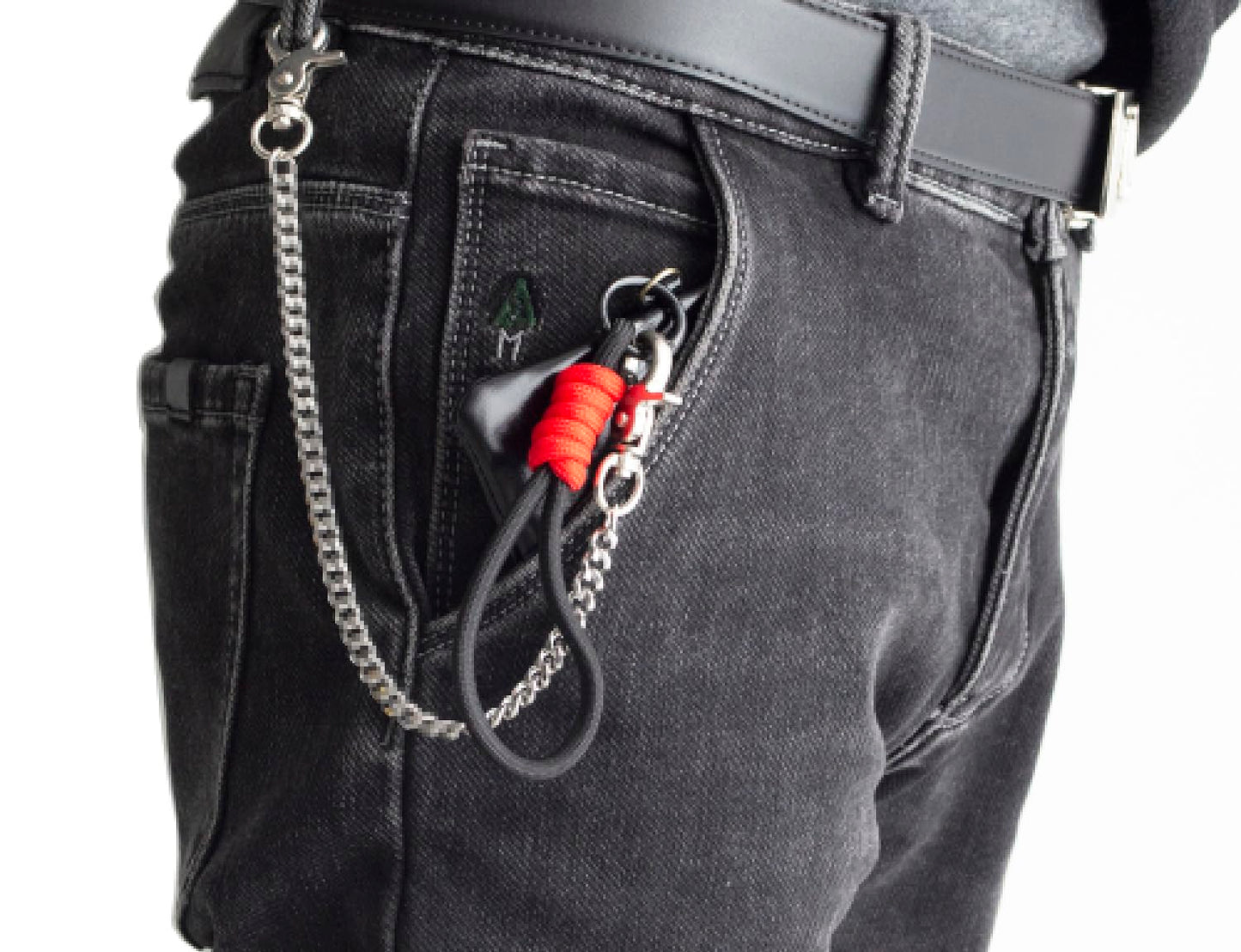 Genuine Leather Coin Purse with Removeable Wallet Chain & Wristlet - 2-Zipper Pocket Keychain Wallet, Small Black Change Purse and Card Holder for Men & Women