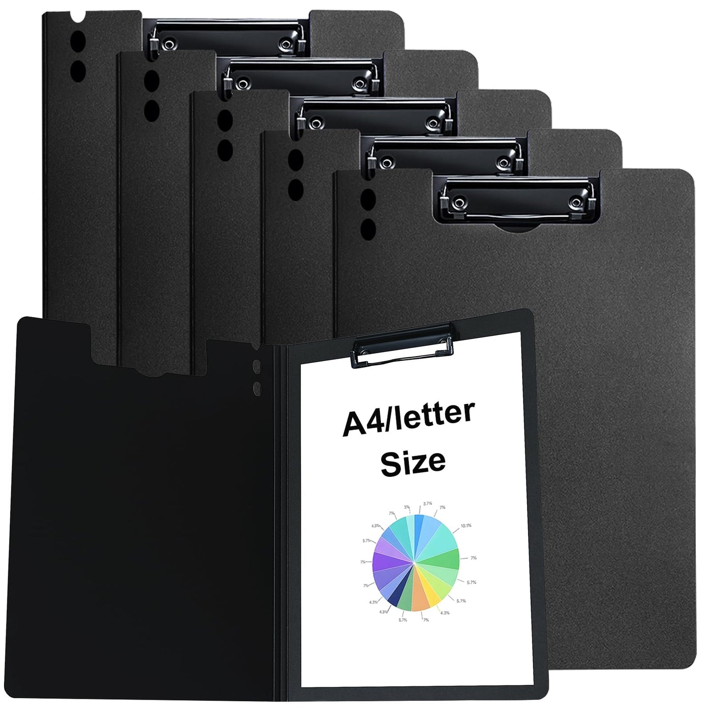 CATOOMUU A4 Foldable Clipboard with Binders 5 Pack, 360° Cover Flip Clipboard, Plastic Privacy File Folder with Storage for Nursing, Students, Office