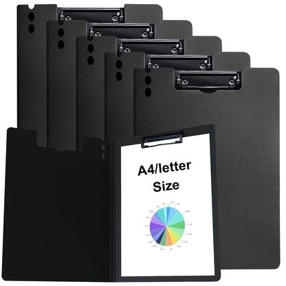 CATOOMUU A4 Foldable Clipboard with Binders 5 Pack, 360° Cover Flip Clipboard, Plastic Privacy File Folder with Storage for Nursing, Students, Office