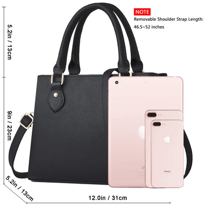 CHICAROUSAL Purses and Handbags for Women Leather Crossbody Bags Women's Tote Shoulder Bag (Black cc)
