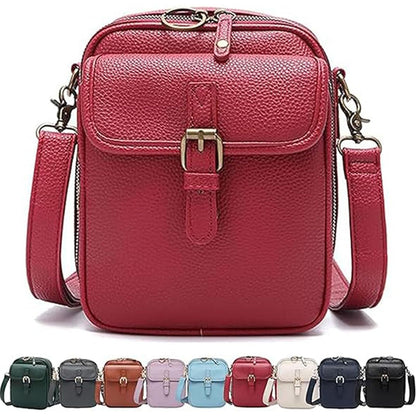 Leather Crossbody Bag for Women - 2025 Vintage Anti-Theft Messenger Bag with Double Layer Large Capacity, Built-in Purse Card Slots,Retro Faux Leather Shoulder Sling Bag for Travel (Red, Large)