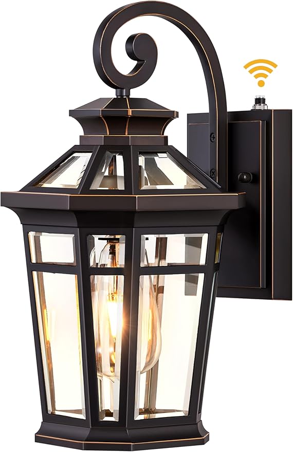 Outdoor Wall Lights Wall Mount, Exterior Lighting Fixtures Dusk to Dawn, Oil Rubbed Bronze Front Porch Lights, Outdoor Wall Lantern with Tempered Glass, Anti-Rust Garage Sconce Lights, Patio