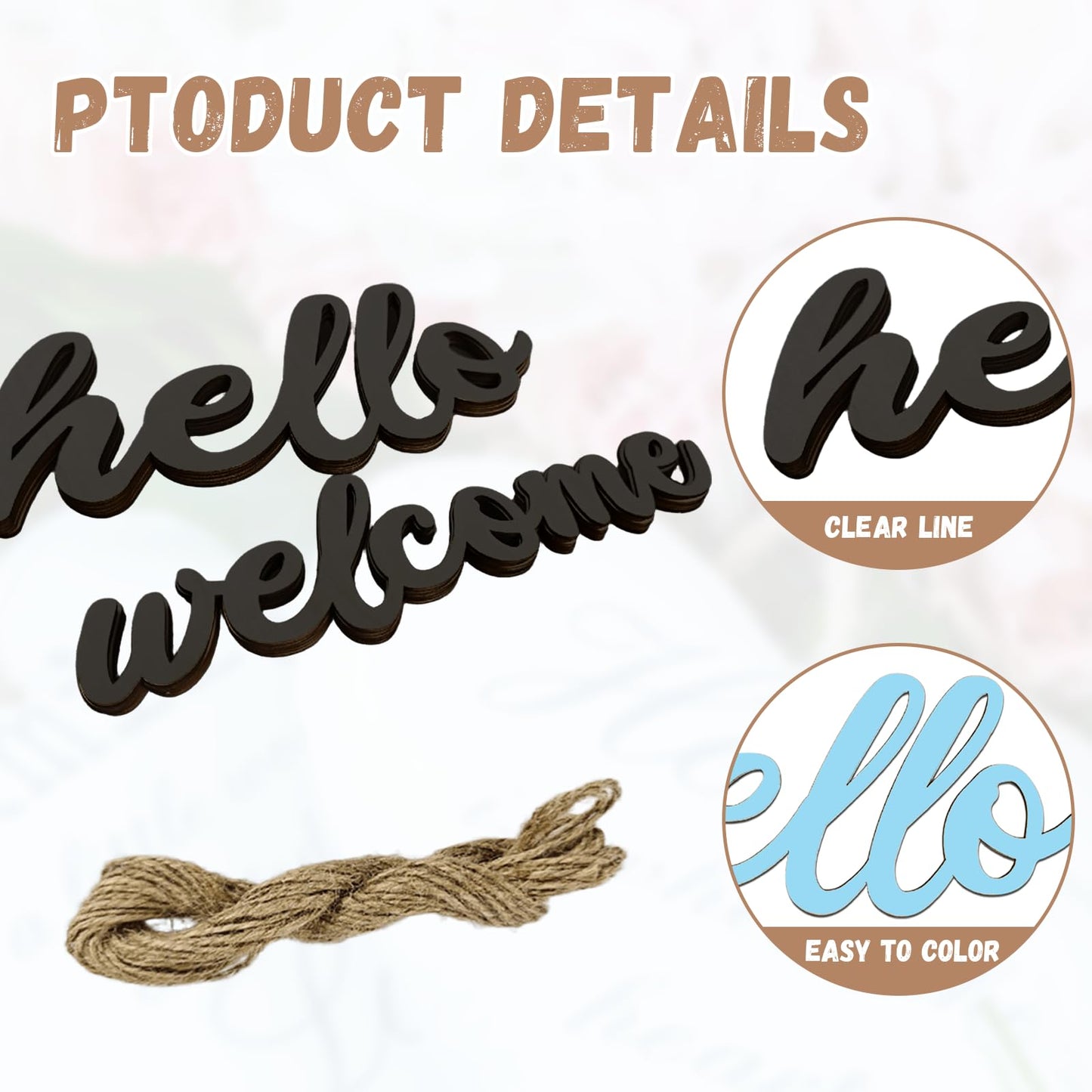 WOODOUNAI 10 Pcs Black Wooden Hello & Welcome Sign Wooden Cutout Letter Hello Welcome Sign for Wreath Crafts Decorative Word Signs for Door Wall Christmas Trees Home Decor (Black)