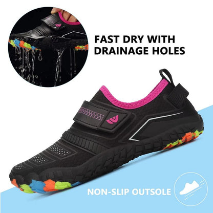 Kids Boys & Girls Water Shoes Lightweight Comfort Sole Easy Walking Athletic Slip on Aqua 5 Toe Sock(Toddler/Little Kid/Big Kid) U222WZ576.SA-Black.Purple-25