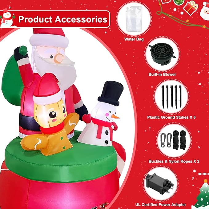 6 FT Christmas Inflatables Outdoor Decoration, Santa Claus Snowman Gingerbread Man in Xmas Mug for Outdoor Christmas Decorations