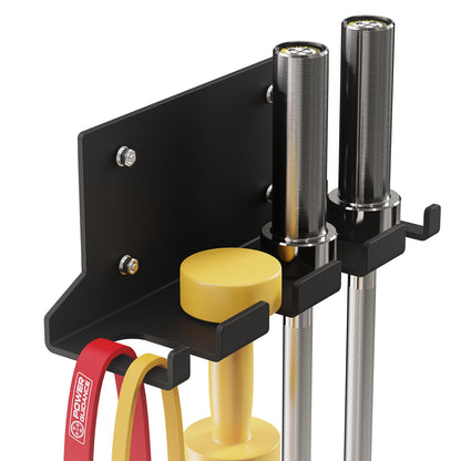 POWER GUIDANCE Olympic Barbell Hanger,Garage Gym Bar Wall Rack,Vertical Barbell Mount Rack,Space Saving Commercial or Home Gym Accessory (‎Black 4Hook)