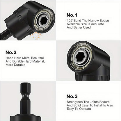 4-in-1 Impact Drill Bit Extension,Right Angle Drill Adaptor,Screwdriver Bit,Rotatable Impact Grade Socket Adapter Set,Hand Powered Tool Kit for Narrow Spaces for home work and daily maintenance