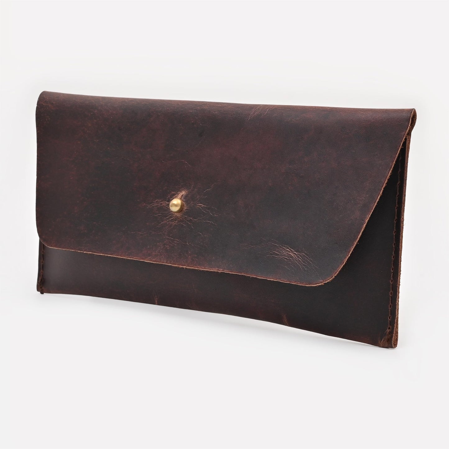 Autentico Leather Money Cash Envelopes Wallet for Men, Money Bag Pouch Reusable Budget Envelope, Retro Clutch Wallet, Dark Brown