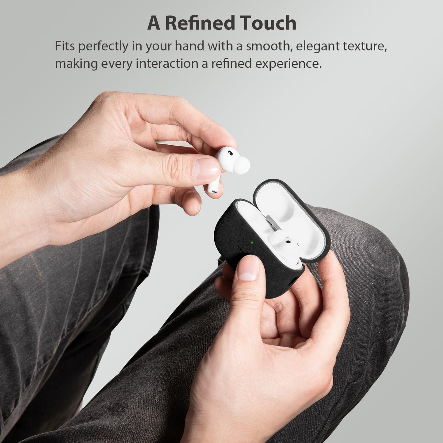 Belemay Handcrafted Alcantara Case for AirPods Pro 3rd Gen (2025), Compatible with MagSafe, Luxury Italian Suede-Like Material, Comfortable Grip, Elegant Cover Compatible with Airpods Pro 3, Black