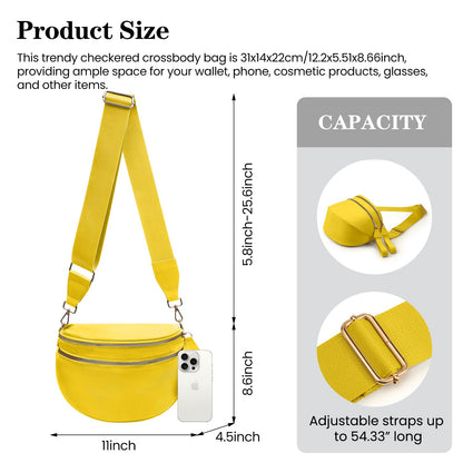 Nylon Crossbody Bags Bum Bag for Women Large Sling Bag Purse with Adjustable Strap（Black）