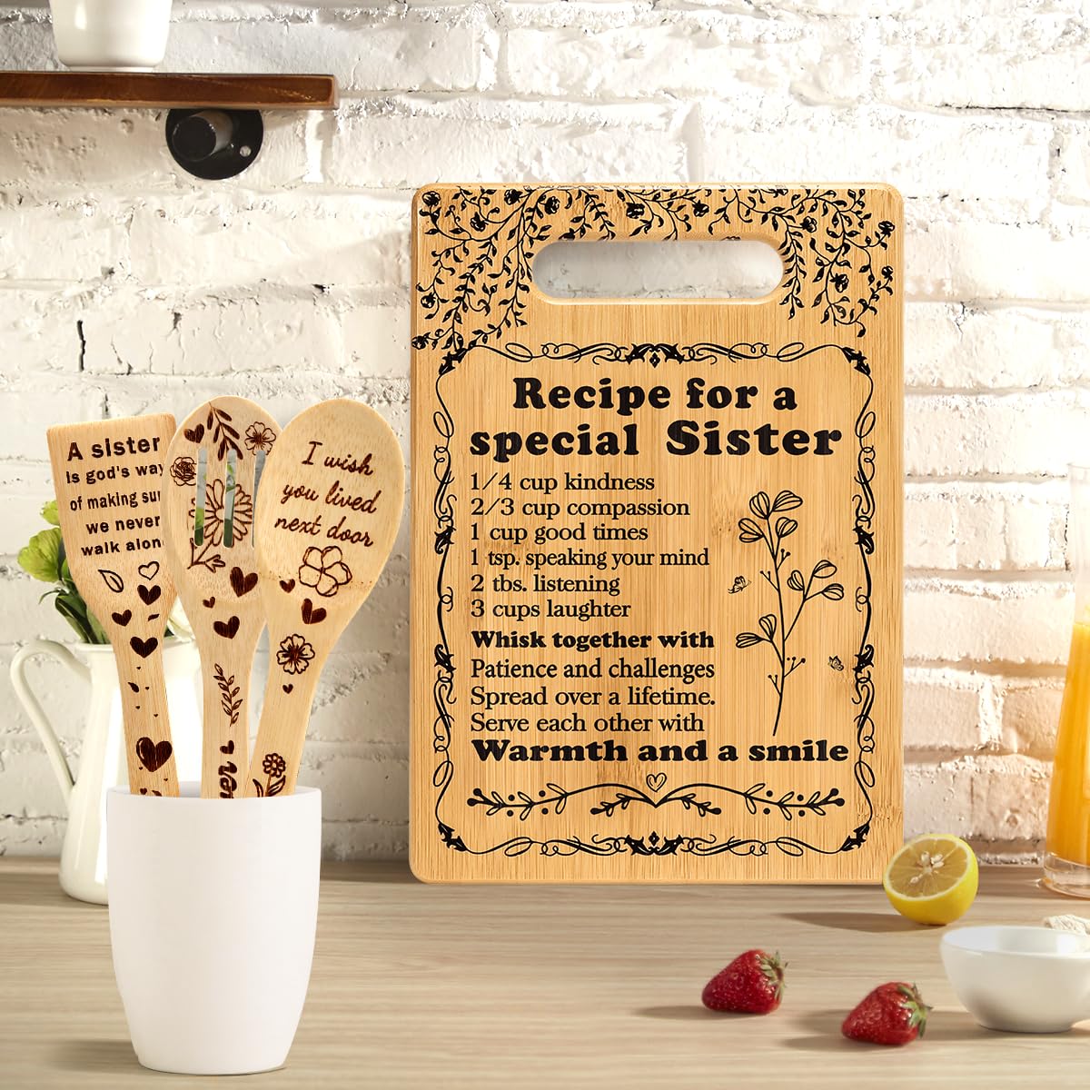 TuSuQing Sister Birthday Gifts Sister Gifts from Sister Christmas Gifts for Sister Best Friendship Gifts for Bestie BFF Best Friend Soul Sister To My Sister Kitchen Present Cutting Board Set (C-15-B)