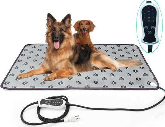 Pet Heating pad Outdoor Small Dog cat Heating pad Heated ped beds for Outside Dogs House Heater Electric Warming pad for Puppies with Timer,Chew Resistant Cord,Easy Clean,Waterproof