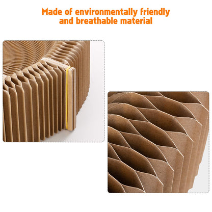 Koimsec Collapsible Cat Scratcher Lounge, Cardboard Cat Bed, Corrugated Pet Scratcher Pad, Round Cat Scratching Bed Nest for Indoor Big Large Kitty Kitten Cats