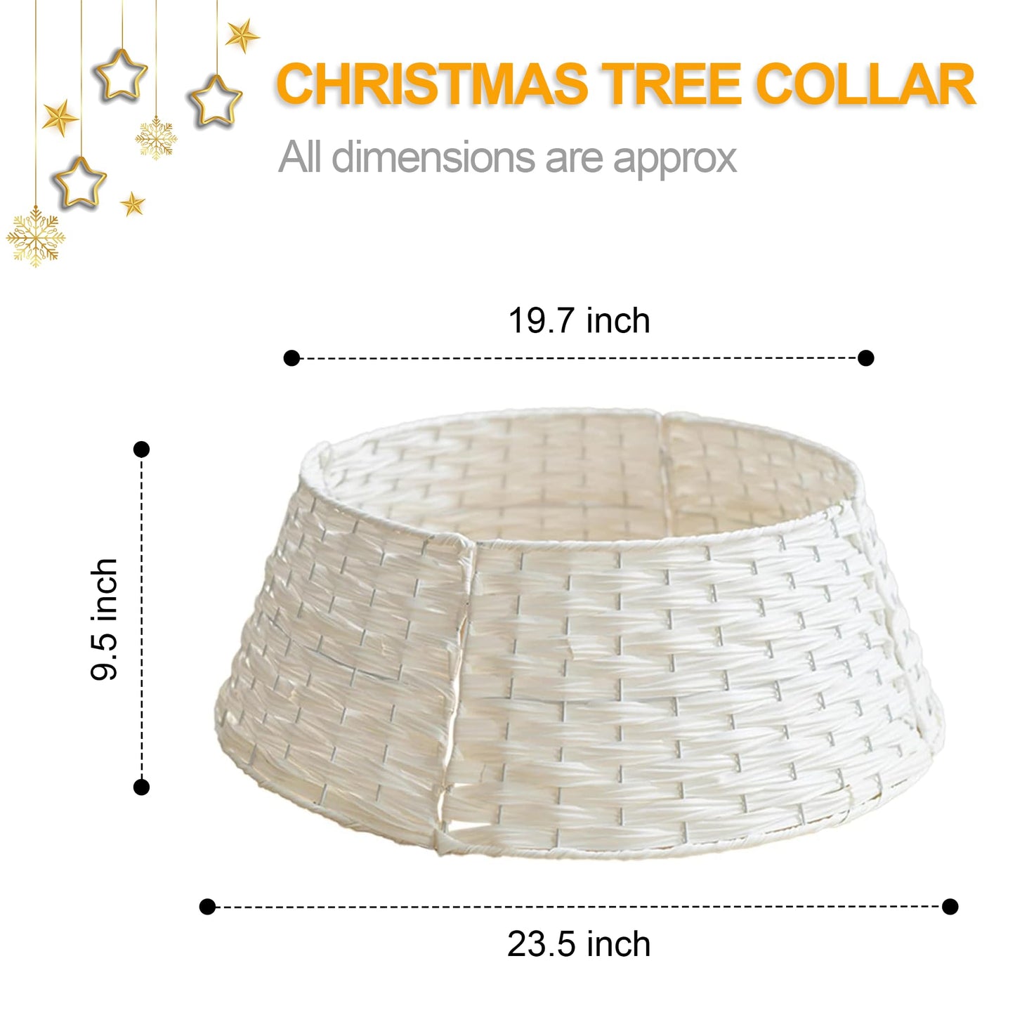 Christmas Tree Collar, 24in Round Farmhouse Christmas Tree Collar, Christmas Tree Skirt for Artificial Christmas Trees Decoration (White)