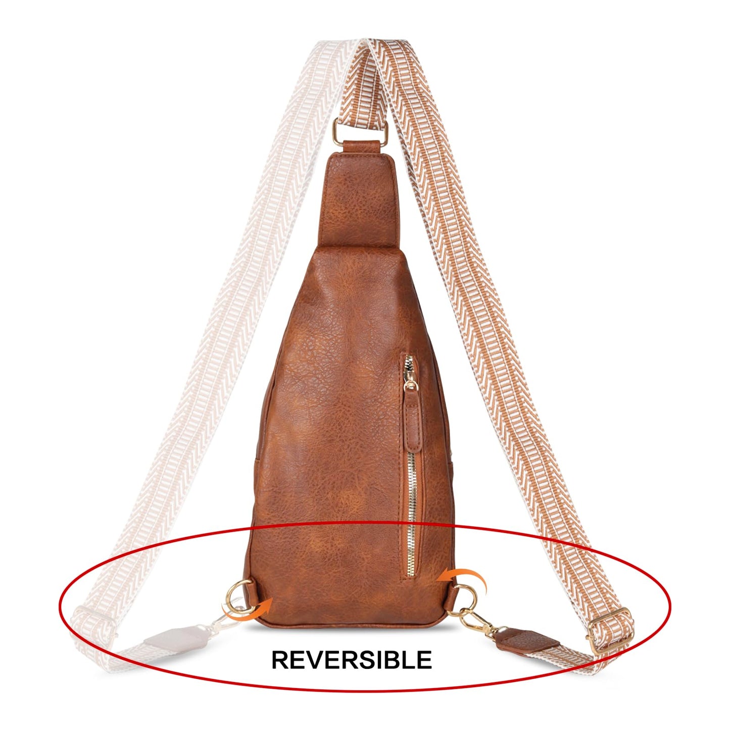 Relang Sling Bag for Women Crossbody, Leather Cross Body Fanny Packs for Women, Trendy Chest Bag for Travel and Daily Use