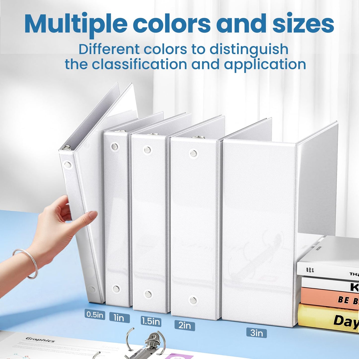 SUNEE 3 Ring Binders 1 Inch 12 Pack, Clear View Binders Bulk Three Ring PVC-Free (Fit 8.5x11 Inches) for School or Office Business Supplies, White