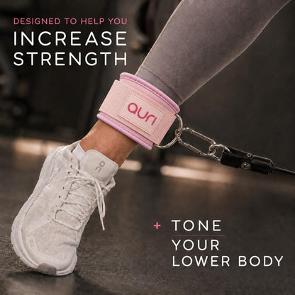 Auri Fit Ankle Strap for Cable Machine - Padded Neoprene Cuff with Stainless Steel D-Ring for Comfort & Support During Glute Kickbacks, Leg Extensions, Hip Abductors & Lower Body Workouts