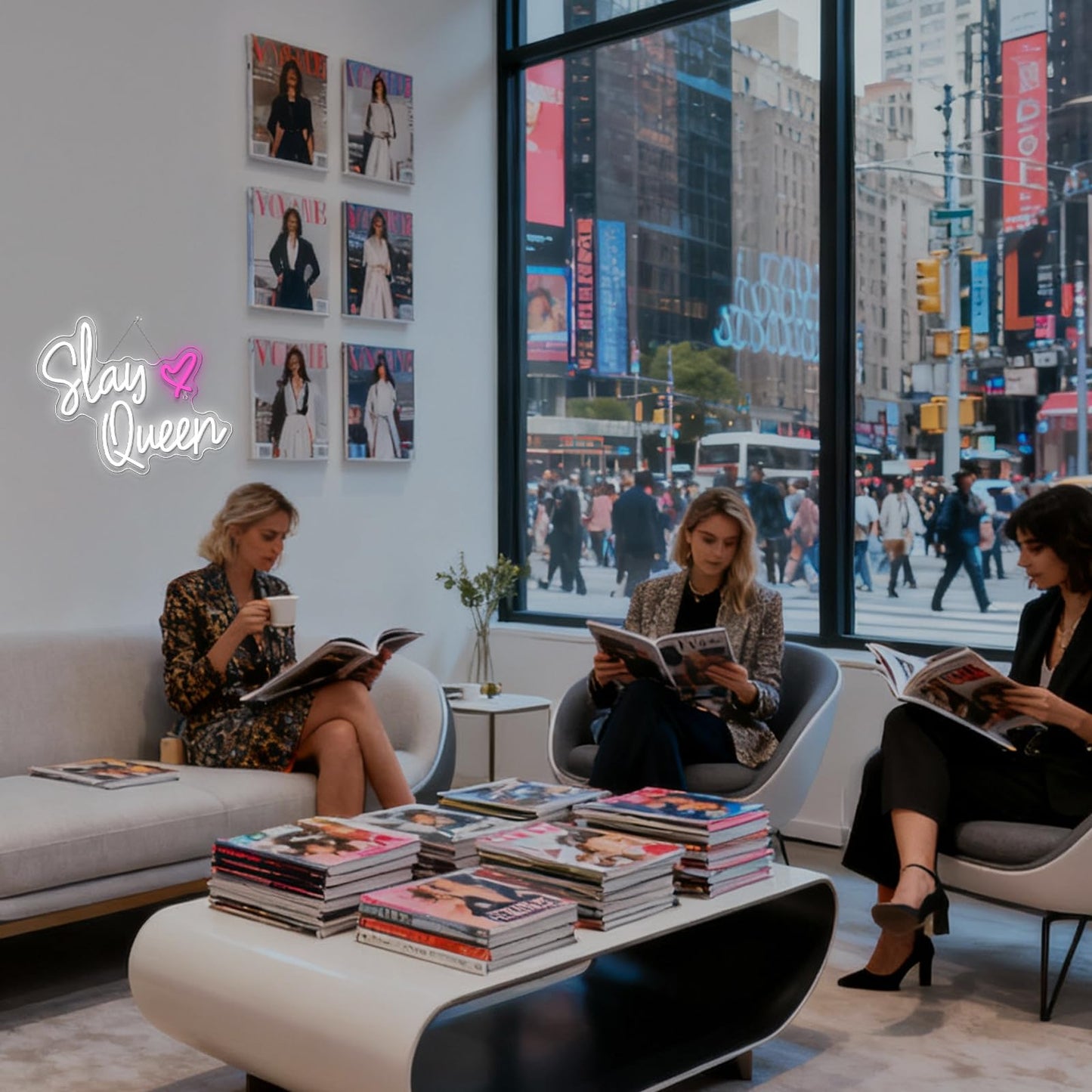 FAXFSIGN Slay Queen Neon Sign White Pink LED Neon Light Up Signs for Wall Decor Usb Neon Light for Bedroom Preppy Girl Aesthetic Room Dorm Decor Y2k Party Gifts