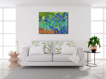 Wieco Art Irises Modern Stretched and Framed Floral Giclee Canvas Print By Van Gogh Famous Flowers Oil Paintings Reproduction Artwork Pictures on Canvas Wall Art for Bedroom Home Decorations