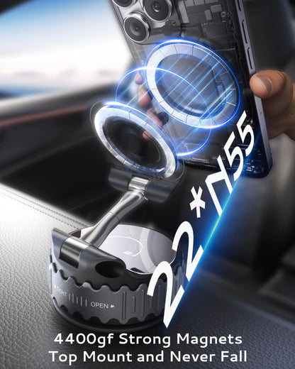 Car Phone Holder for Magsafe [78+LBS Hyper Suction & 4400gf Strongest Magnetic] 360°Adjustable Car Phone Mount Car Accessories Phone Holders for Your Car/ Gym/ Mirror for iPhone 17 Pro Max & Android