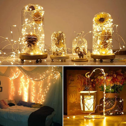 2 Pack Fairy Lights Battery Operated with Remote,Each 40FT 120 LED Copper Wire Twinkle Lights,Timer Waterproof Outdoor 8 Modes Starry String Lights for Party Wedding Christmas Decor(Warm White)